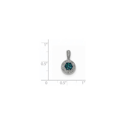 14k White Gold Blue & White Diamond Pendant