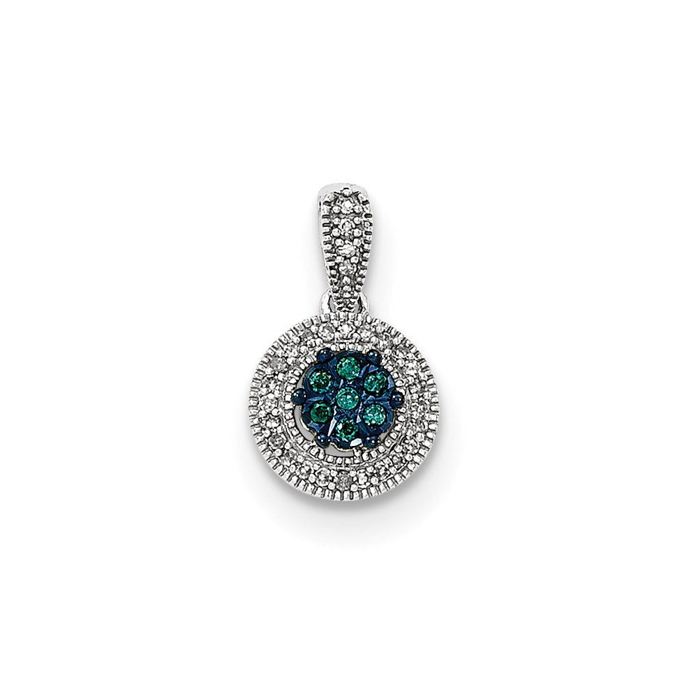 14k White Gold Blue & White Diamond Pendant