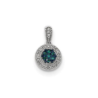 14k White Gold Blue & White Diamond Pendant