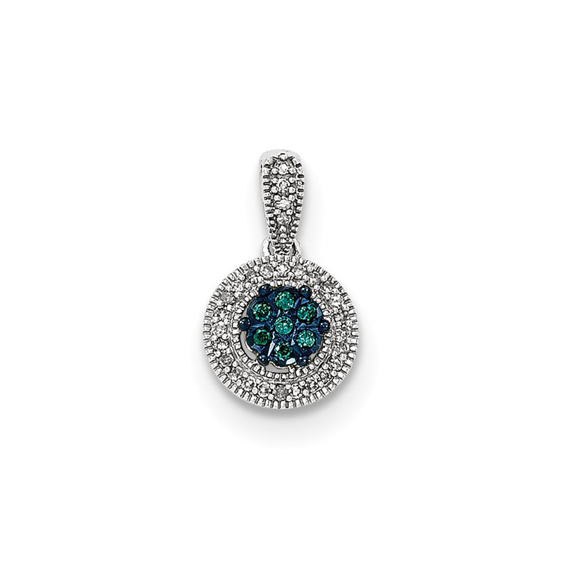 14k White Gold Blue & White Diamond Pendant