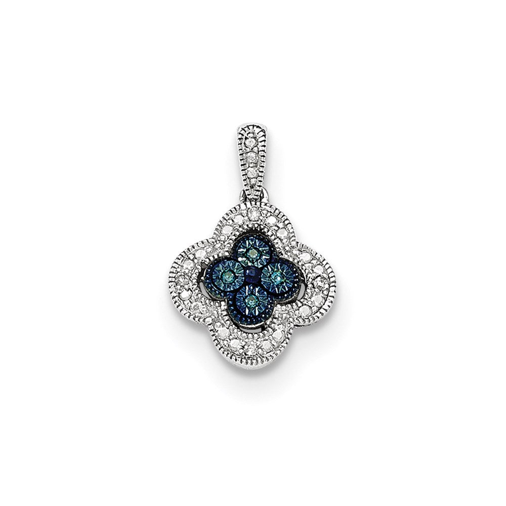 14k White Gold Blue & White Diamond Pendant