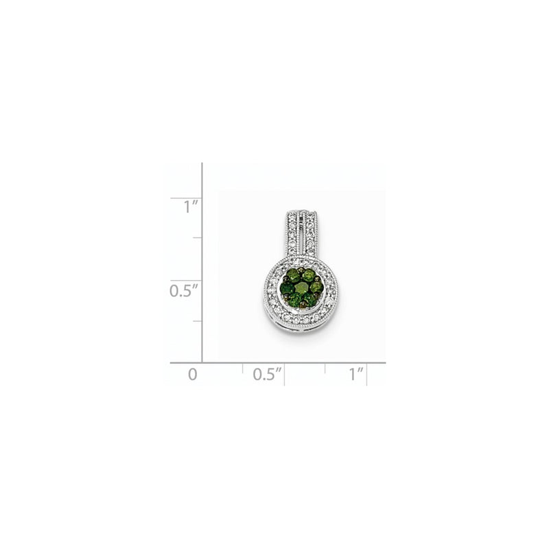 14K White Gold Green & White Real Diamond Pendant