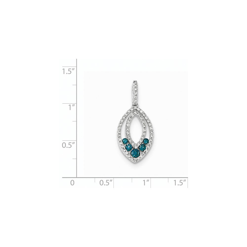 14k White Gold Blue and White Diamond Pendant