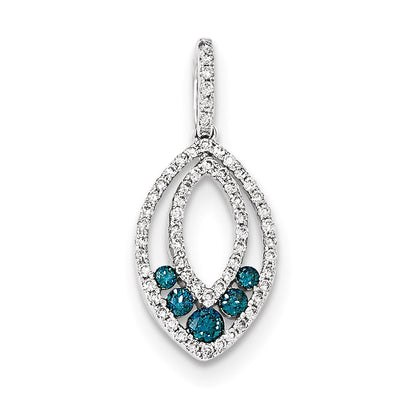 14k White Gold Blue and White Diamond Pendant