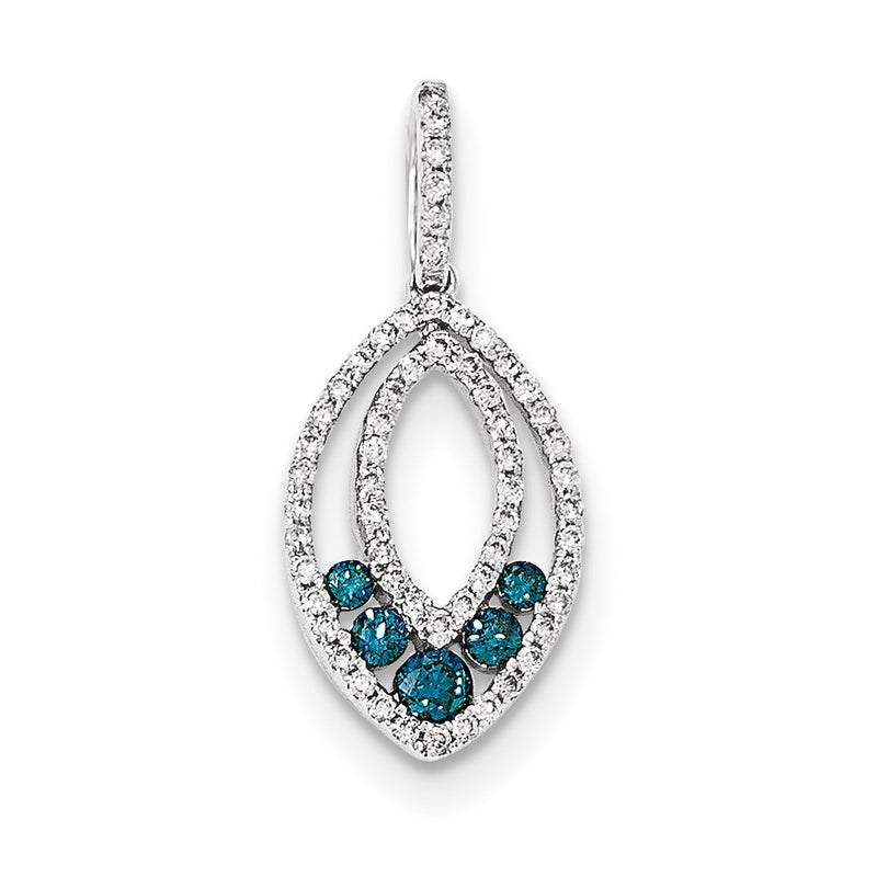14k White Gold Blue and White Diamond Pendant