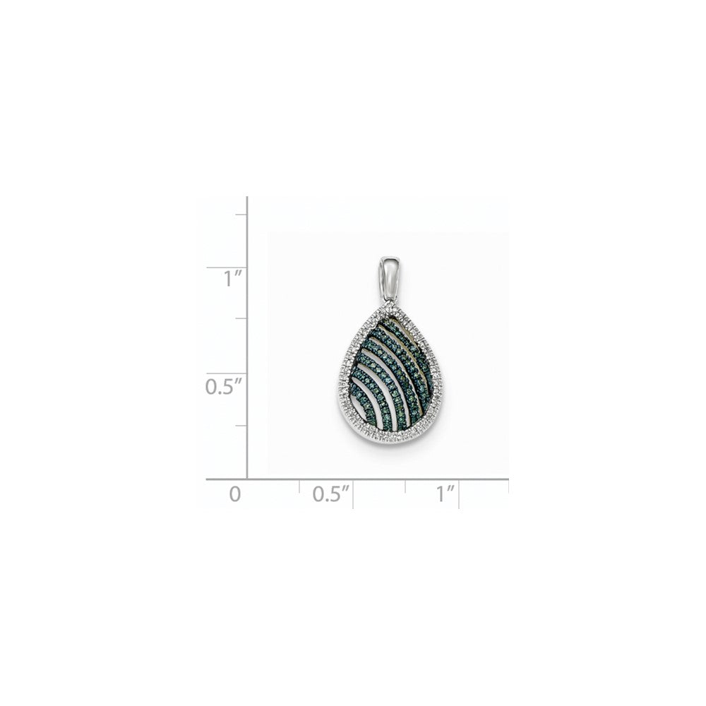 14k White Gold Blue and White Diamond Pendant