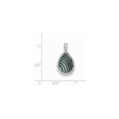 14k White Gold Blue and White Diamond Pendant