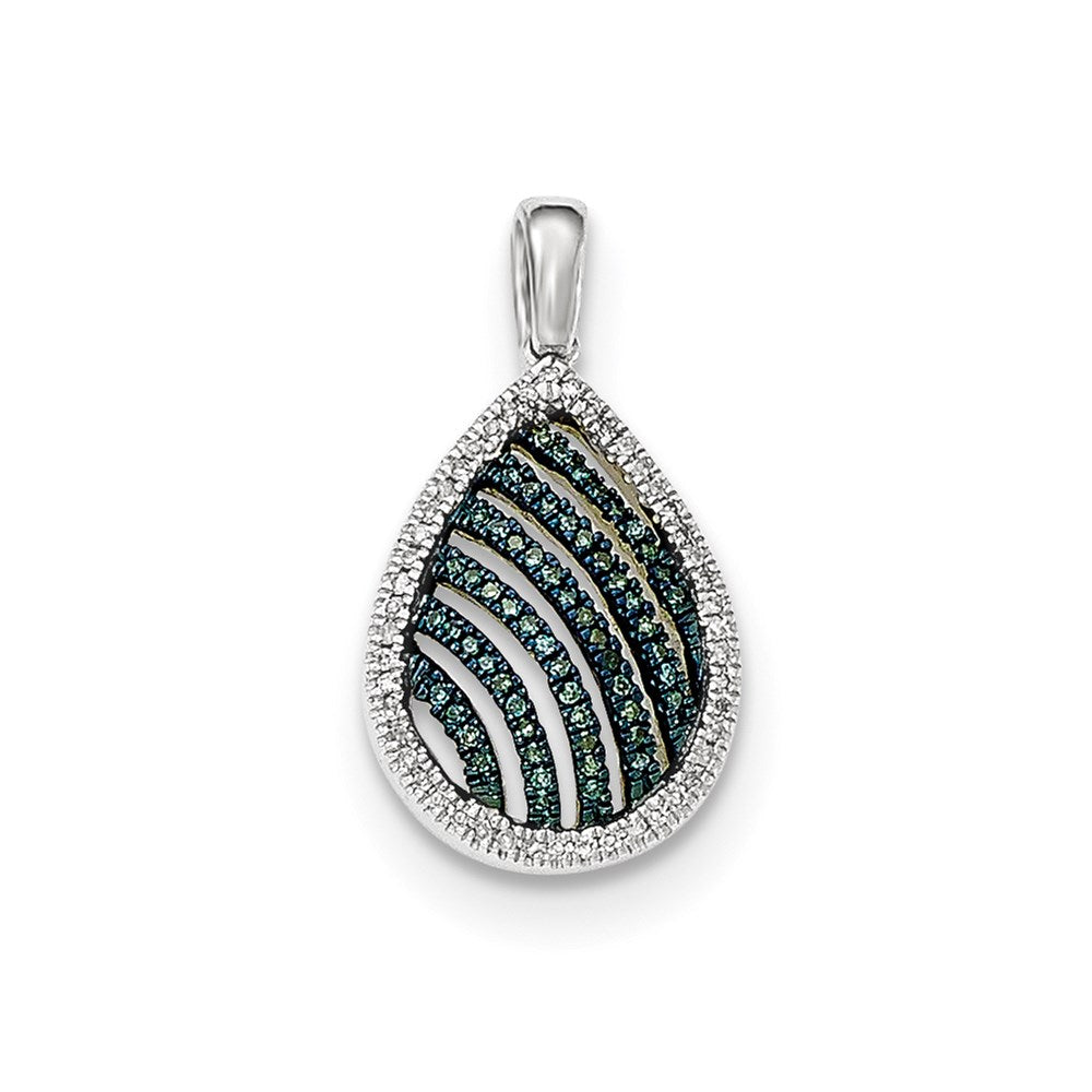 14k White Gold Blue and White Diamond Pendant