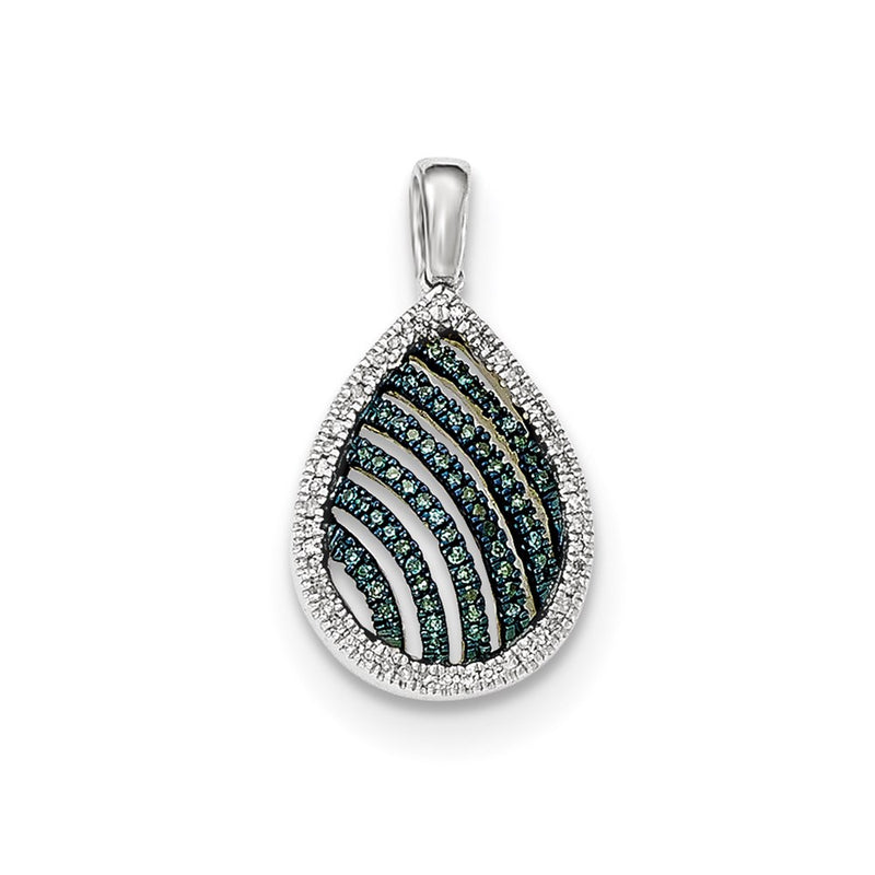 14k White Gold Blue and White Diamond Pendant