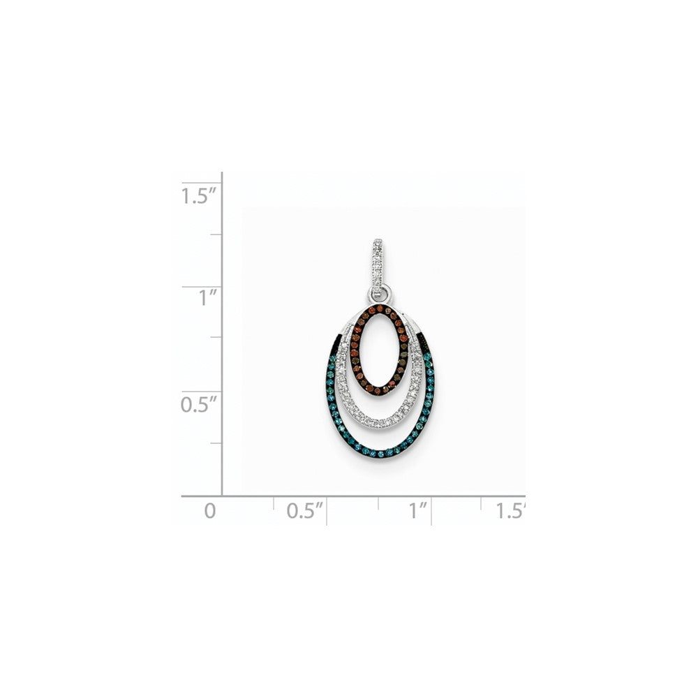 14k White Gold Blue White and Cognac Diamond Pendant