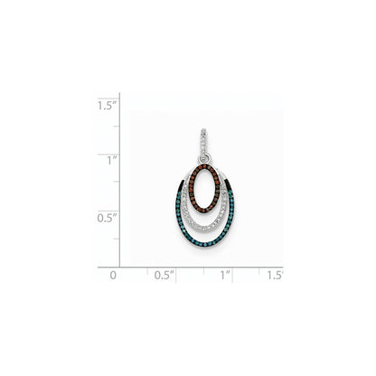 14k White Gold Blue White and Cognac Diamond Pendant