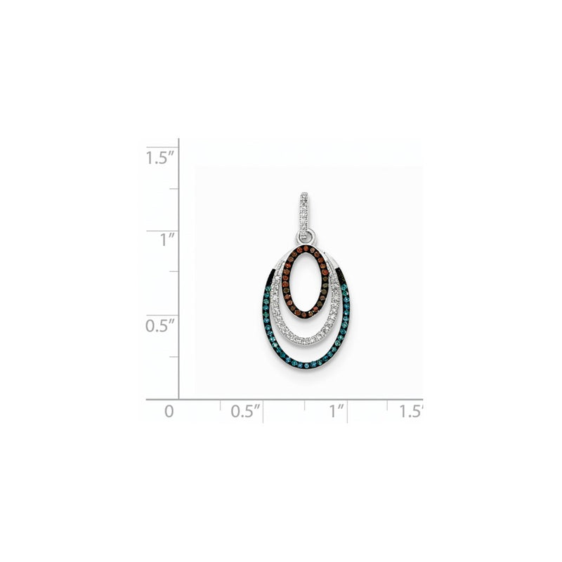14k White Gold Blue White and Cognac Diamond Pendant