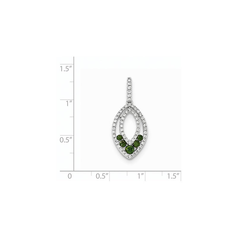14k White Gold Green and White Real Diamond Pendant