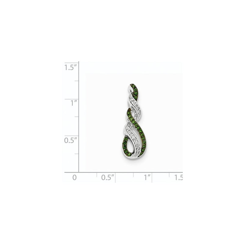 14k White Gold Green and White Real Diamond Chain Slide
