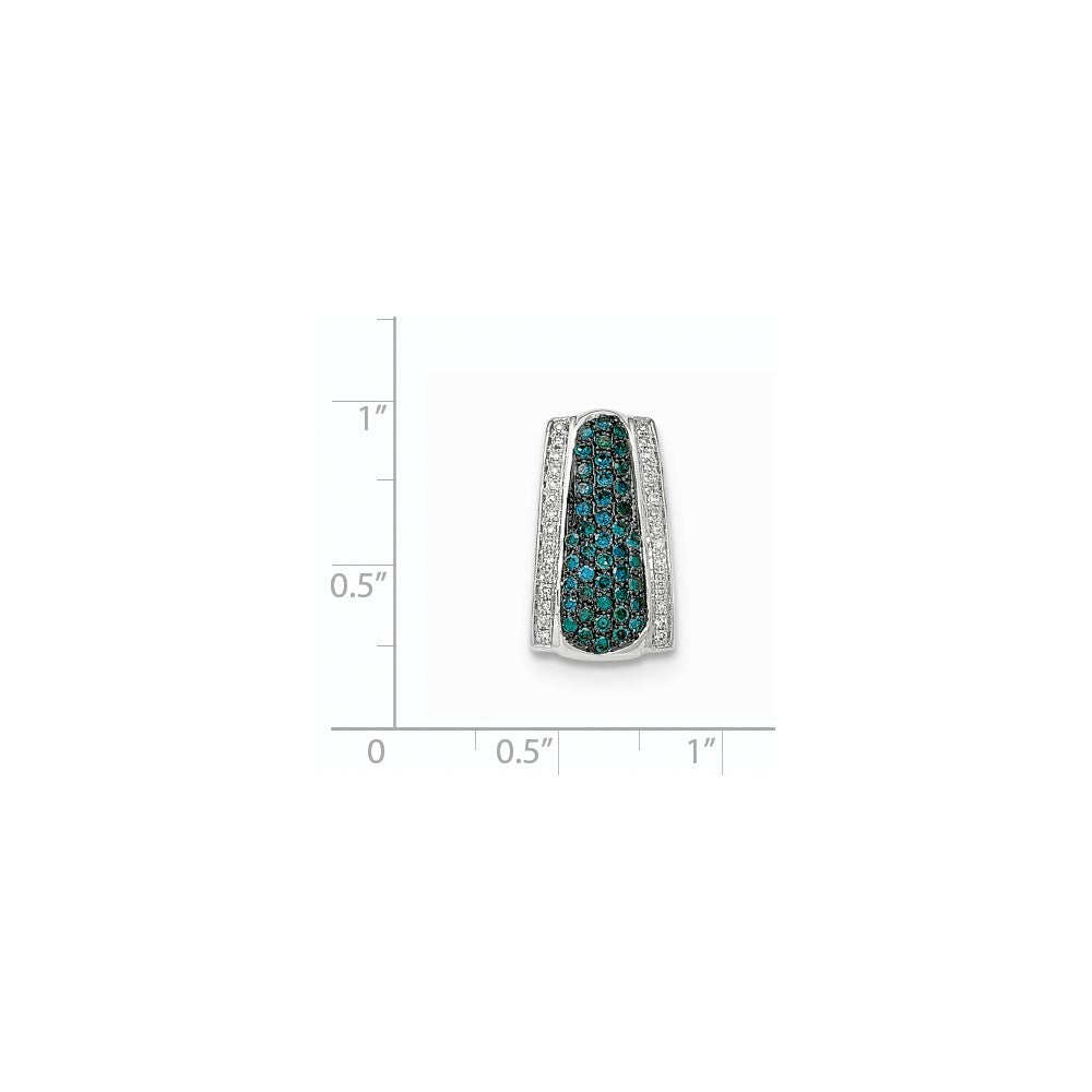 14k White Gold Blue and White Diamond Omega Slide