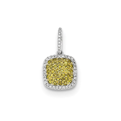 14k White Gold Diamond & Pav‚ Yellow Diamond Pendant