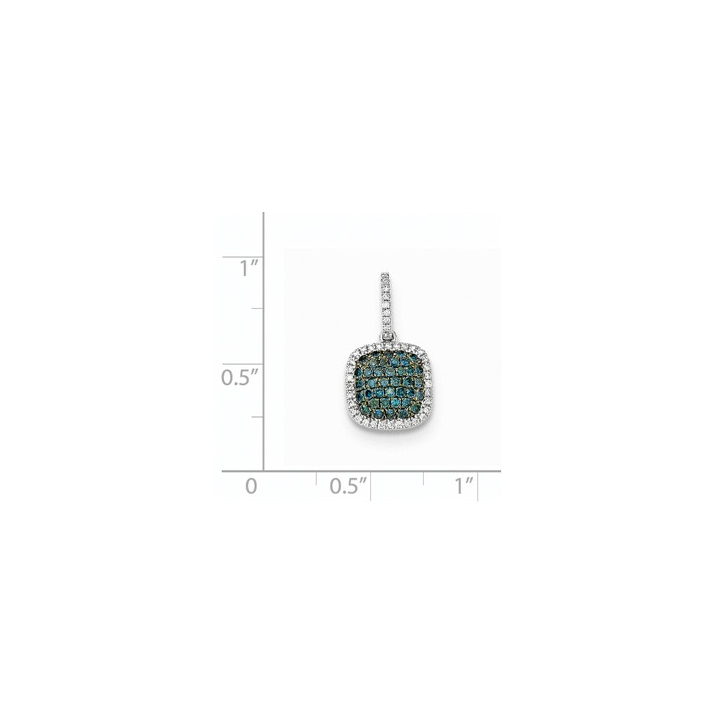 14k White Gold Diamond & Pav‚ Blue Diamond Pendant