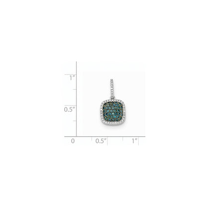 14k White Gold Diamond & Pav‚ Blue Diamond Pendant