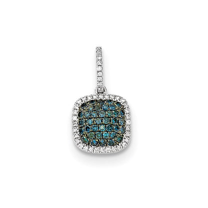 14k White Gold Diamond & Pav‚ Blue Diamond Pendant