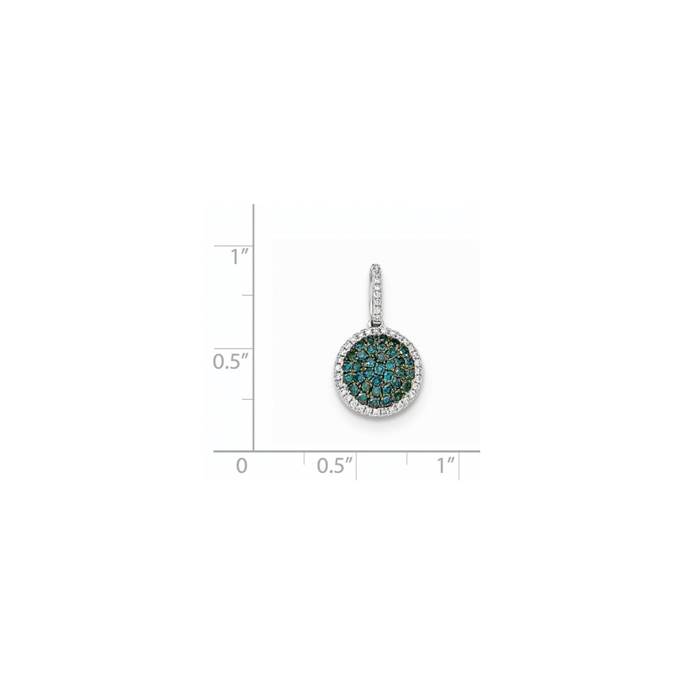 14k White Gold Diamond & Pav‚ Blue Diamond Pendant