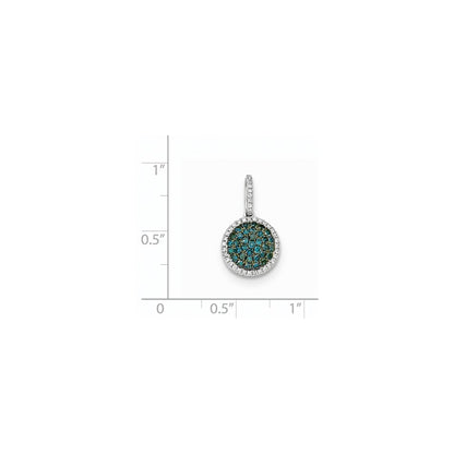 14k White Gold Diamond & Pav‚ Blue Diamond Pendant