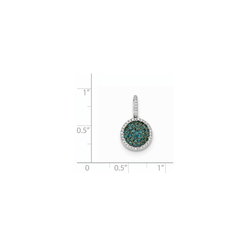 14k White Gold Diamond & Pav‚ Blue Diamond Pendant