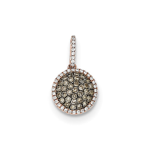 14K Rose Gold Real Diamond & Pave Champagne Real Diamond Pendant