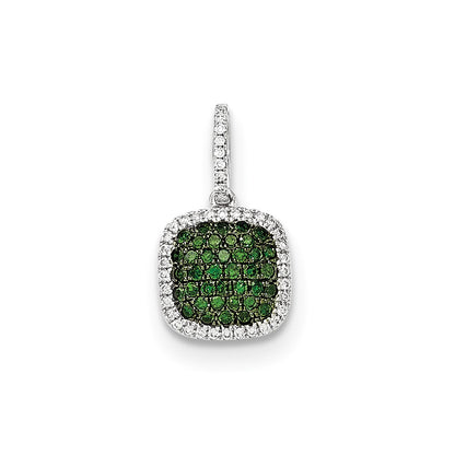 14K White Gold Real Diamond & PavÃ¢â‚¬Å¡ Green Real Diamond Pendant
