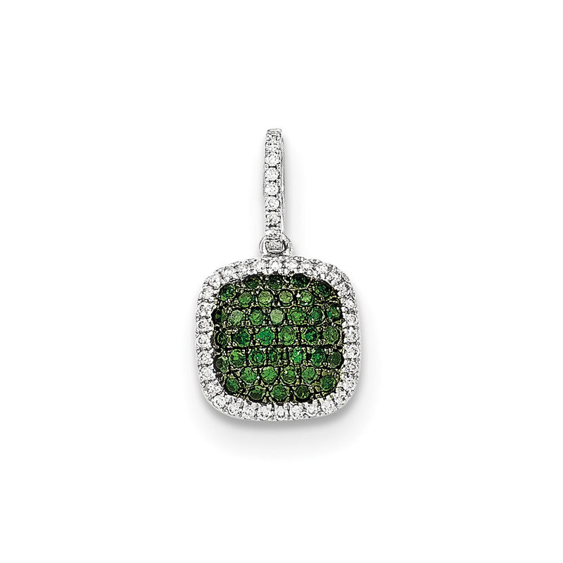 14K White Gold Real Diamond & PavÃ¢â‚¬Å¡ Green Real Diamond Pendant
