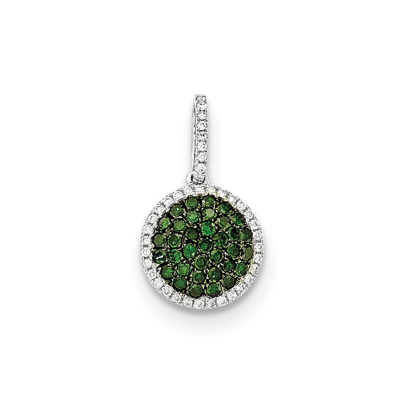 14K White Gold Real Diamond & PavÃ¢â‚¬Å¡ Green Real Diamond Pendant