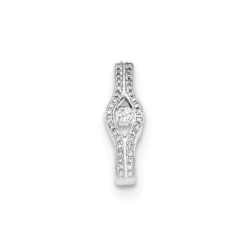 14K White Gold Polished Real Diamond Chain Slide Pendant