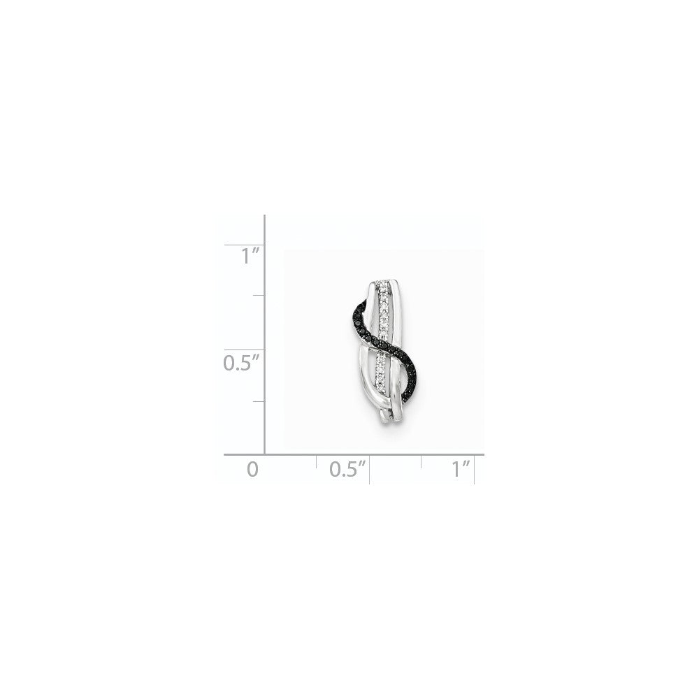 14K White Gold Black & White Real Diamond Slide Pendant
