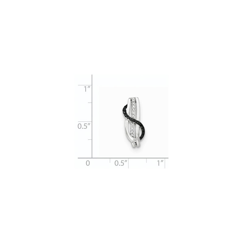 14K White Gold Black & White Real Diamond Slide Pendant