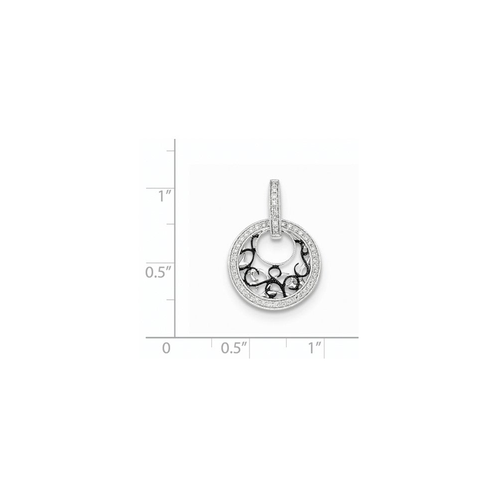 14K White Gold w/Black Rhodium Polished Real Diamond Pendant