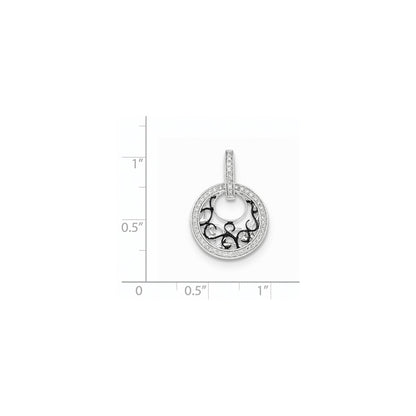 14K White Gold w/Black Rhodium Polished Real Diamond Pendant
