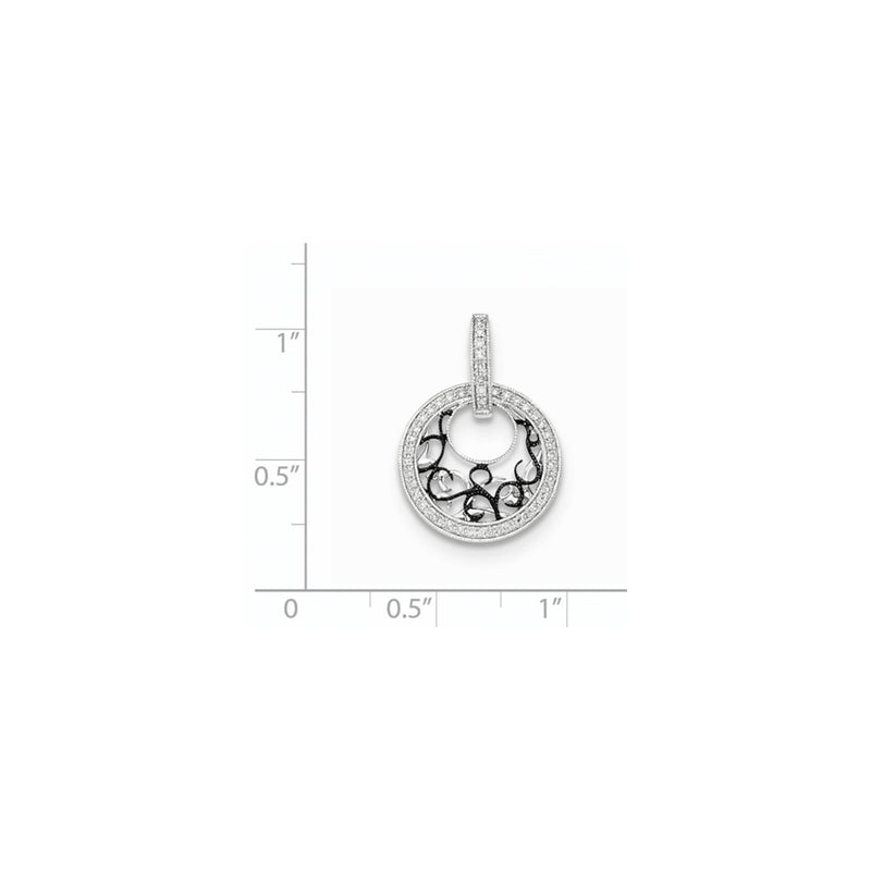 14K White Gold w/Black Rhodium Polished Real Diamond Pendant