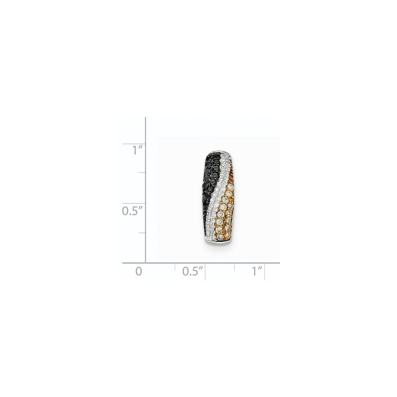 14K White Gold Black  Champagne and White Diamond Chain Slide