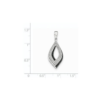 14k White Gold Black & White Real Diamond Pendant