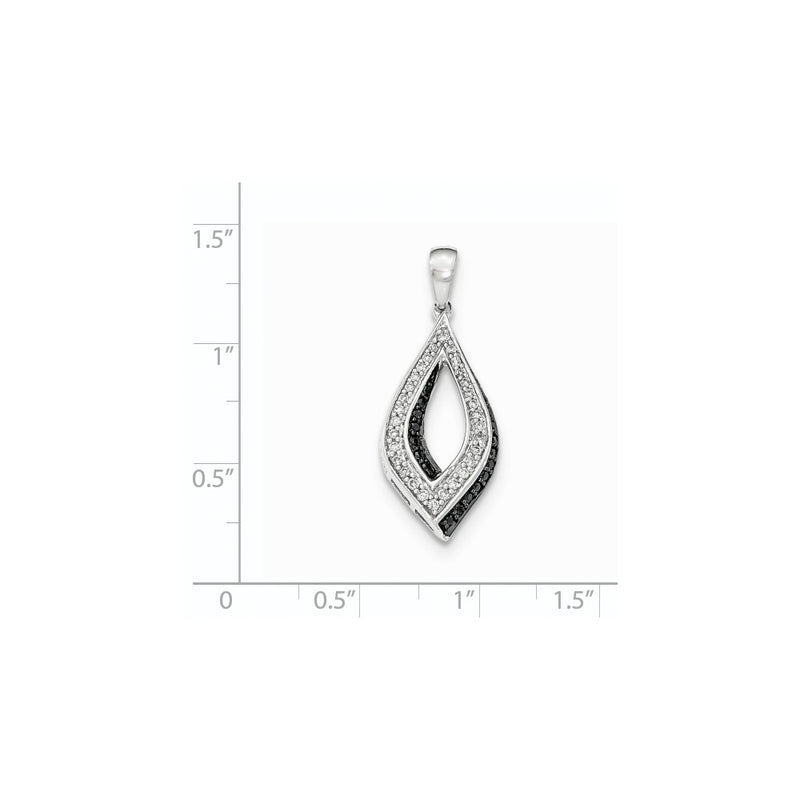 14k White Gold Black & White Real Diamond Pendant