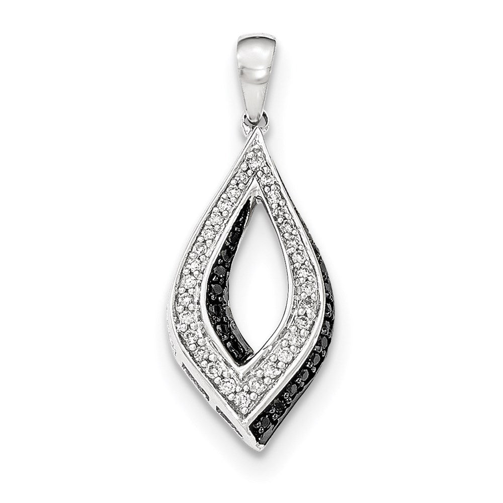 14k White Gold Black & White Real Diamond Pendant