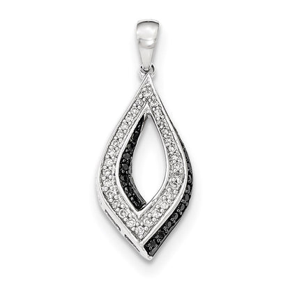 14k White Gold Black & White Real Diamond Pendant