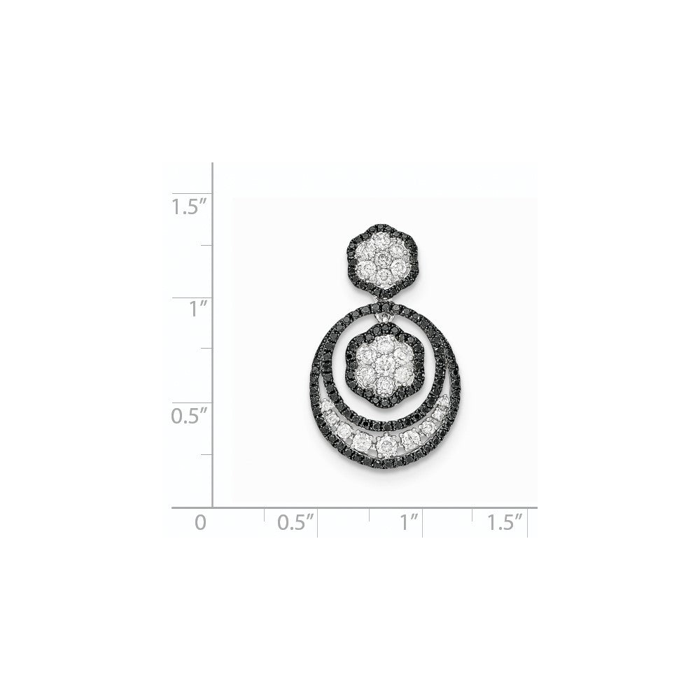 14k White Gold Black & White Real Diamond Pendant