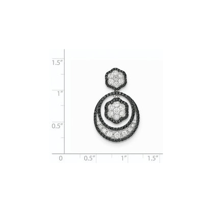 14k White Gold Black & White Real Diamond Pendant