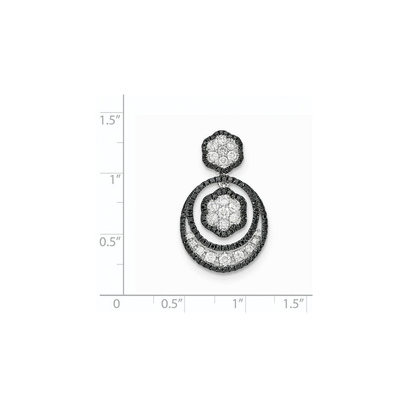 14k White Gold Black & White Real Diamond Pendant