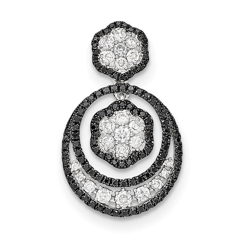 14k White Gold Black & White Real Diamond Pendant
