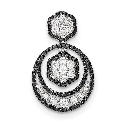 14k White Gold Black & White Real Diamond Pendant