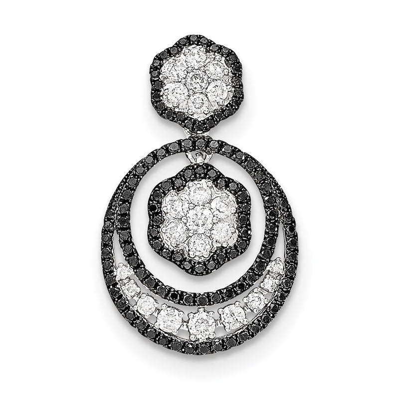 14k White Gold Black & White Real Diamond Pendant