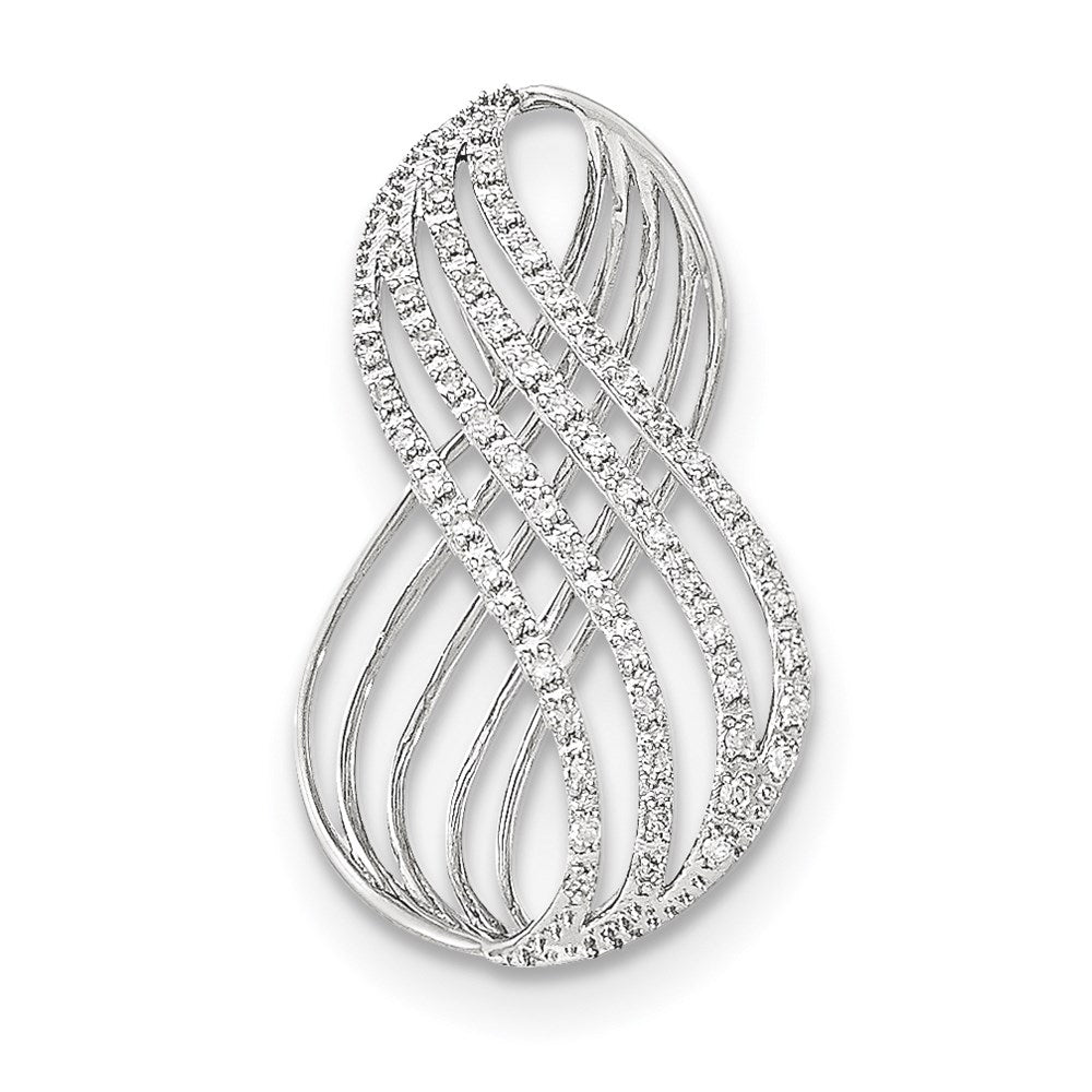 14K White Gold Real Diamond Open Infinity Symbol Slide Pendant