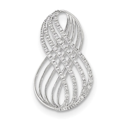 14K White Gold Real Diamond Open Infinity Symbol Slide Pendant