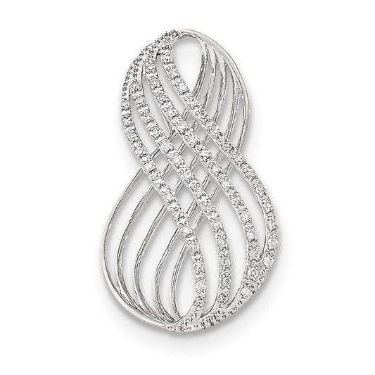 14K White Gold Real Diamond Open Infinity Symbol Slide Pendant